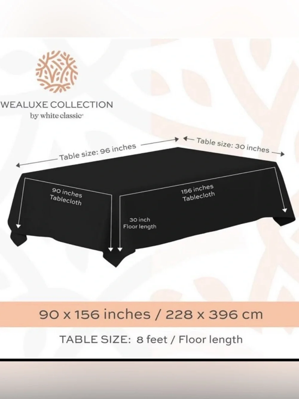Black 90” x 156” Banquet Tablecloths – 8 Ft Tables